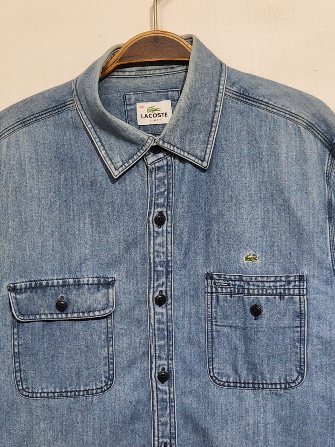 (M) 라코스테 청남방 중청 포켓 로고 데님셔츠  상품이미지2