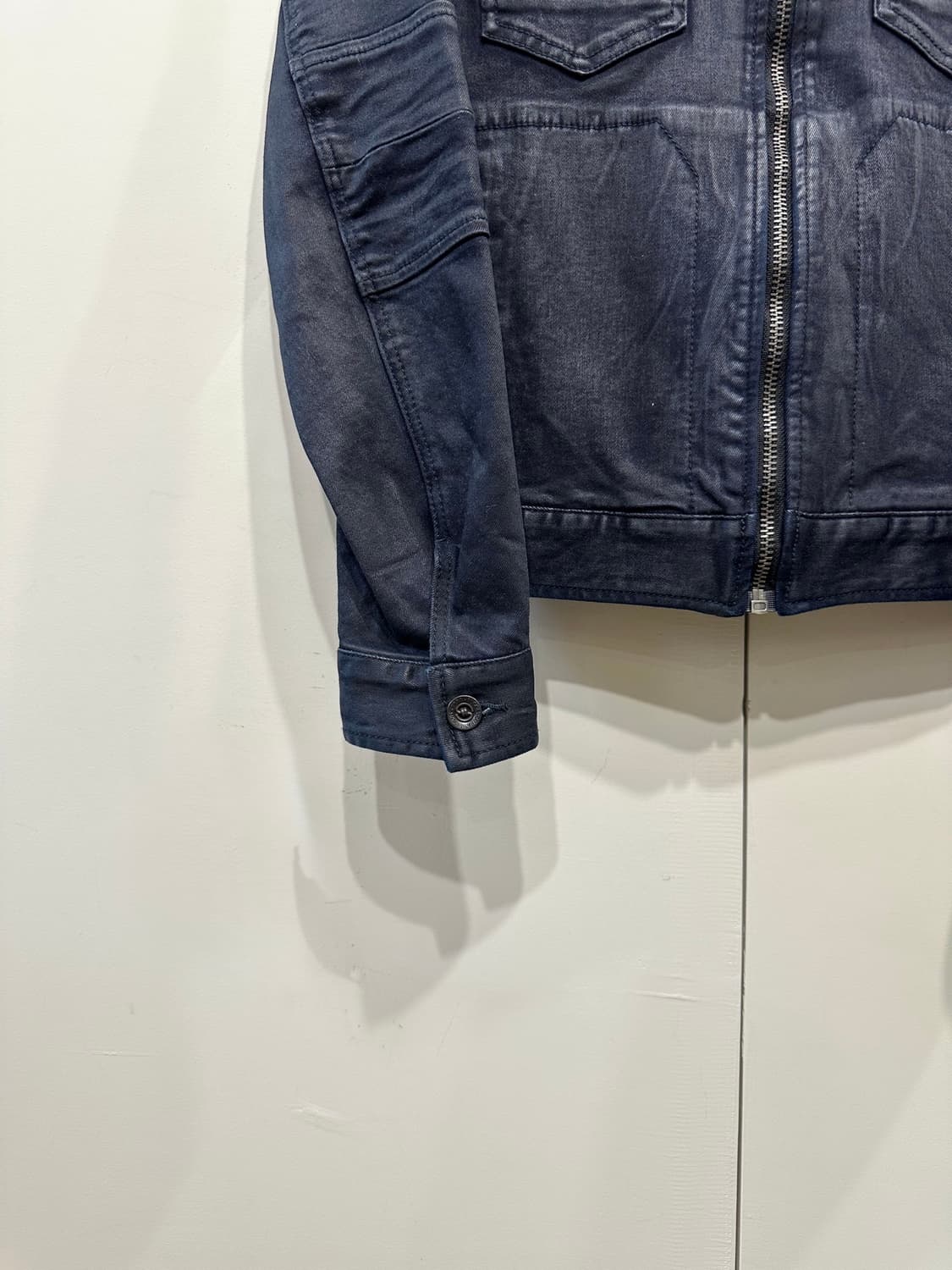 버카루 진스 코티드 코튼 바이커 자켓 상품이미지3