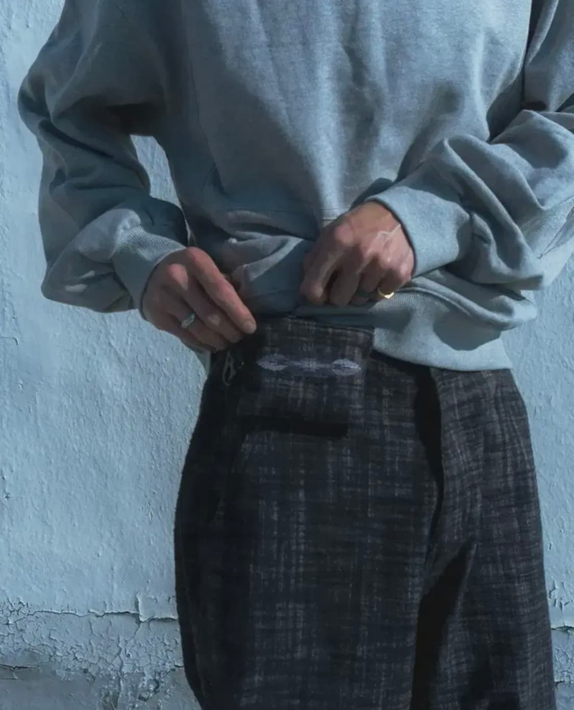 카락터 쉐기 체크 파우치 팬츠 상품이미지2