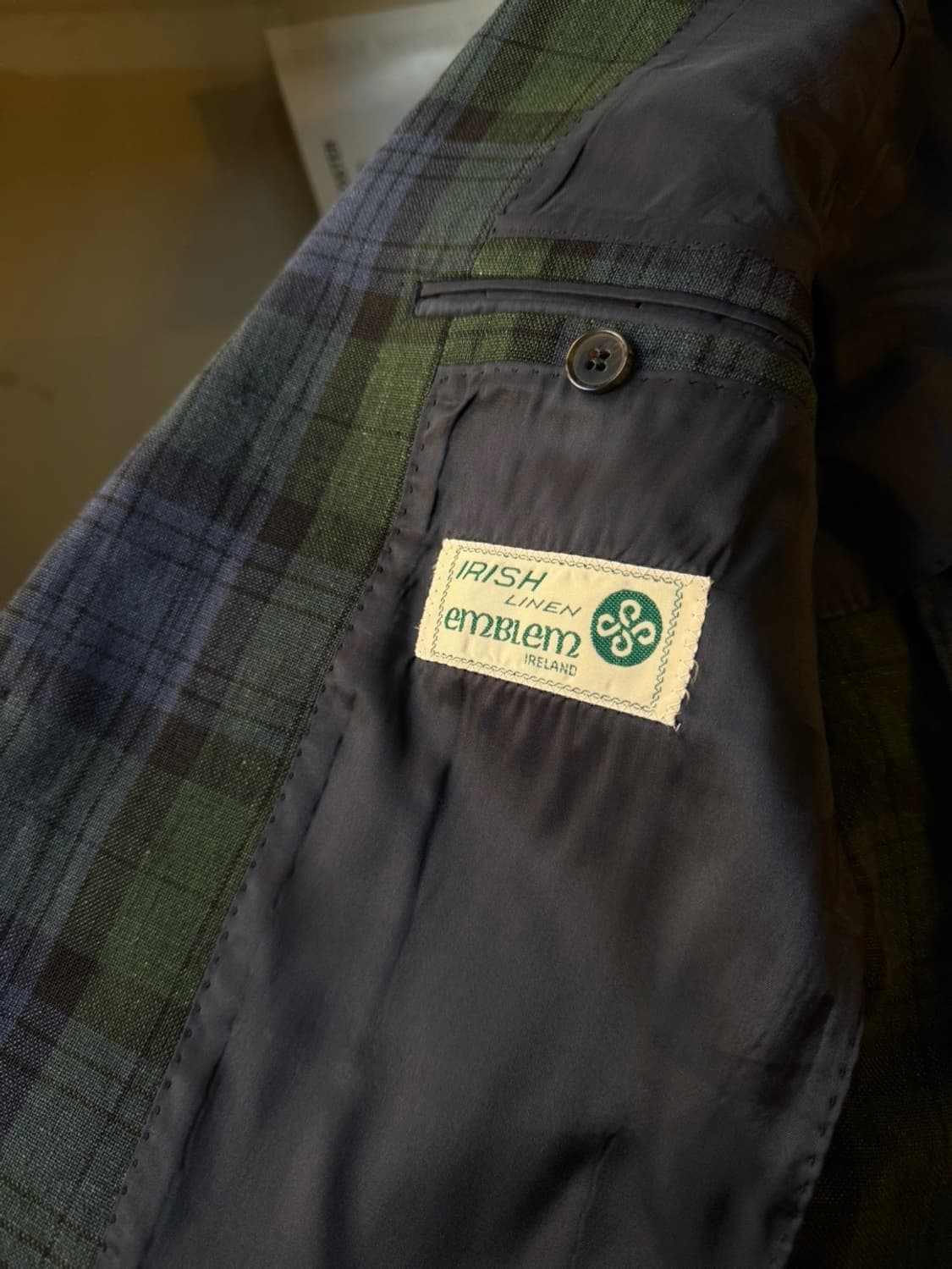 맨온더분 아이리쉬 리넨 블랙와치 테일러드 자켓 100 상품이미지8