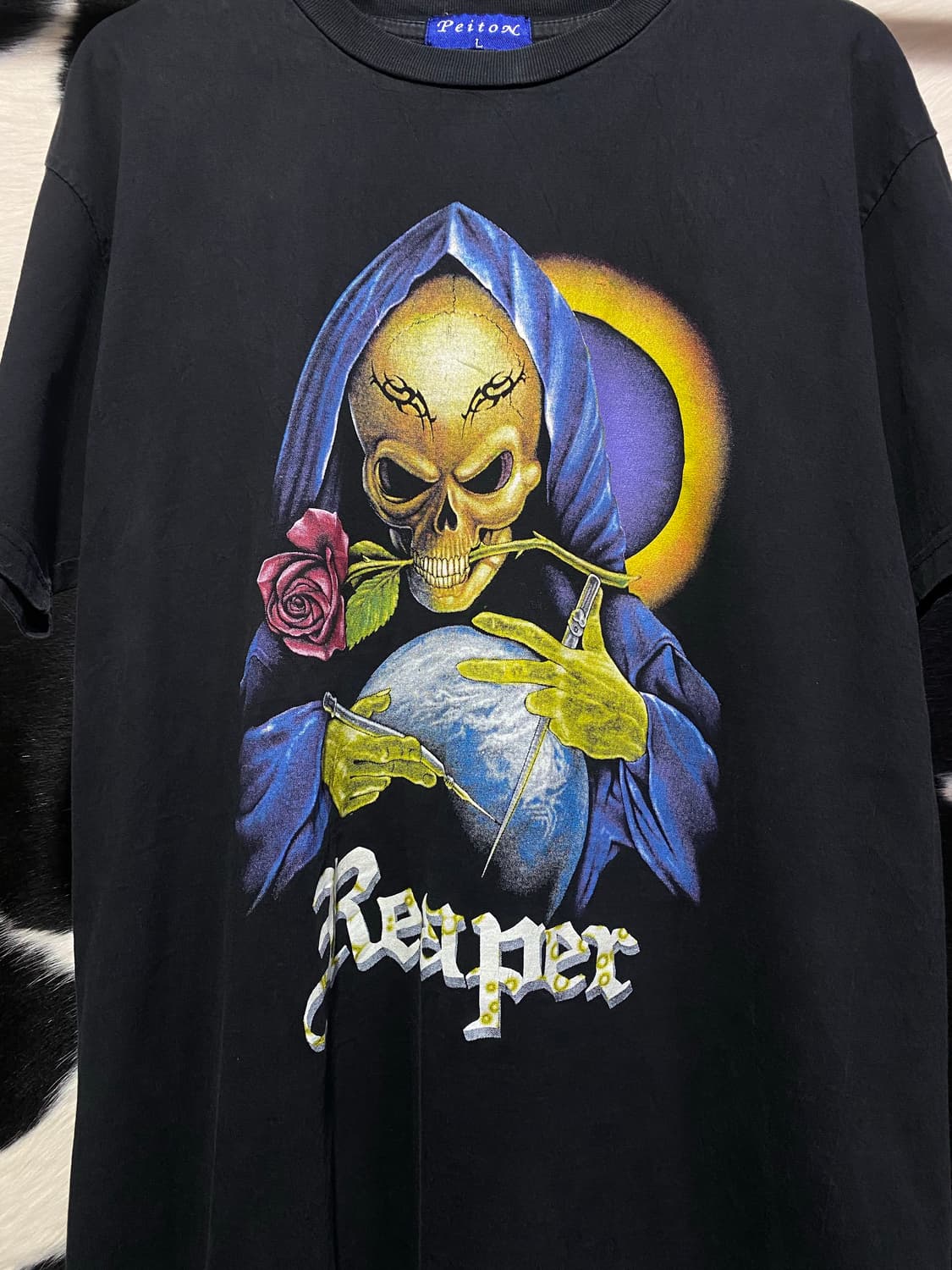 Peitox 빈티지 해골 프린팅 반팔티셔츠 상품이미지3