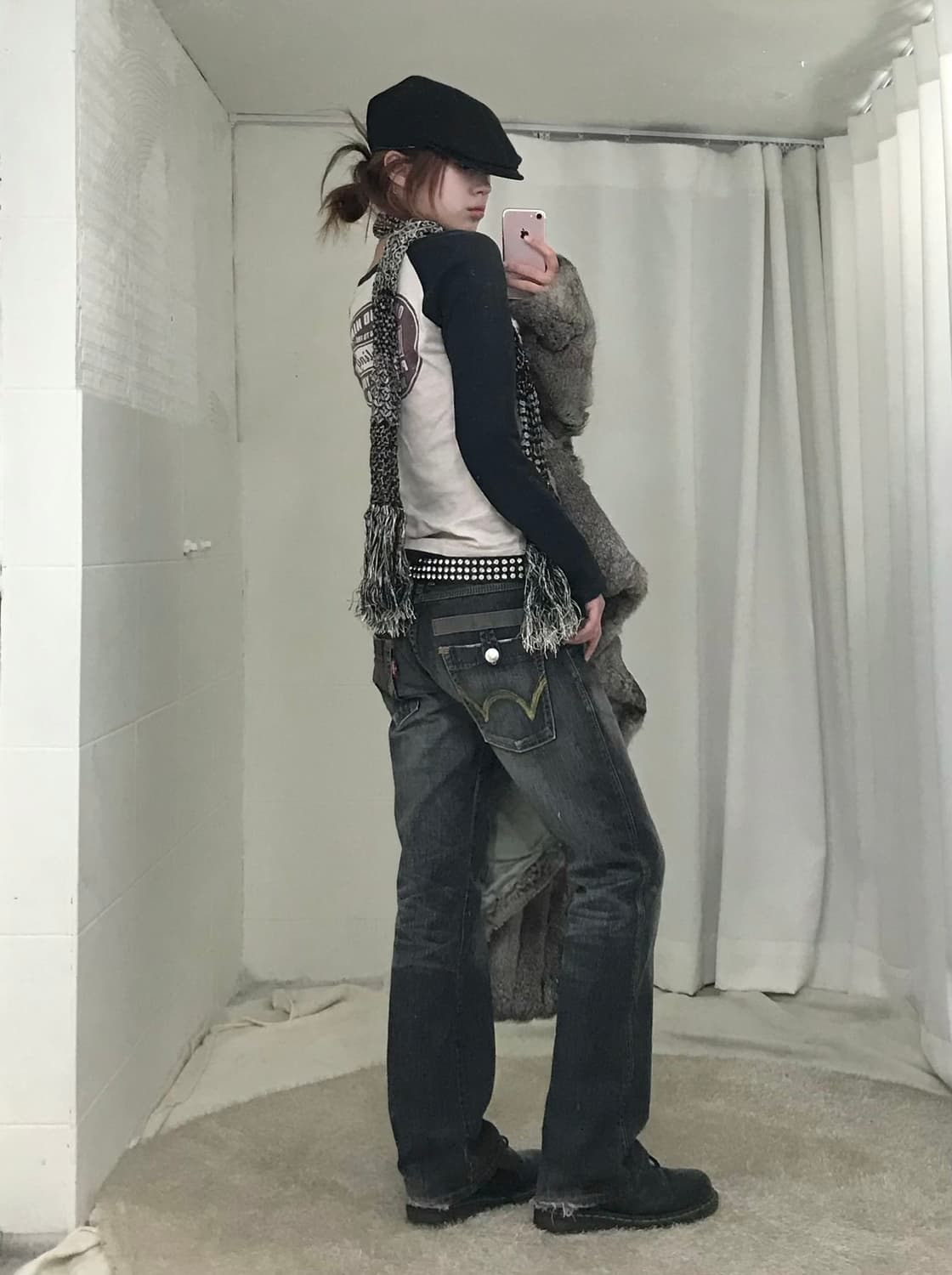 빈티지 에드윈 펑크 스트릿 퍼자켓 코디 세트 상품이미지3