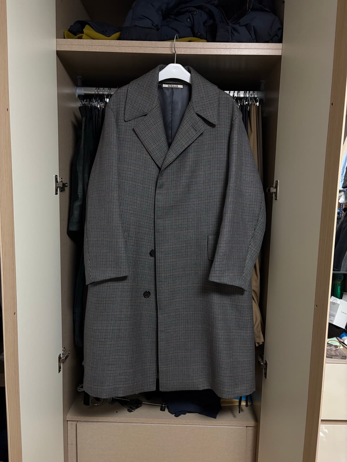 오라리 더블페이스 체크 코트 상품이미지1