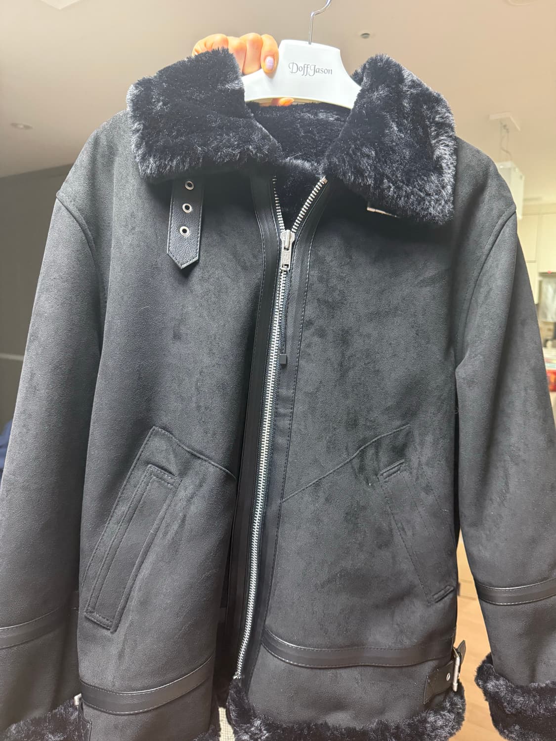 도프제이슨 솔리드 스웨이드 무톤 자켓 (블랙) 상품이미지1