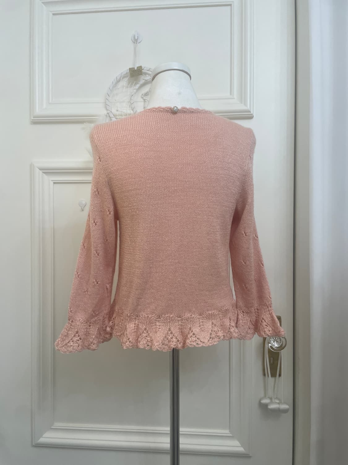 coral crochet waist lace-up sweater 상품이미지3