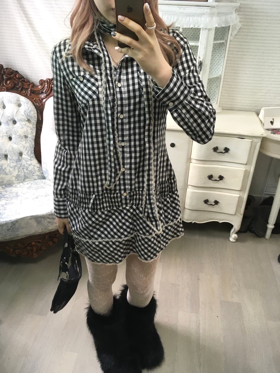 Tralala check frill dress 상품이미지4