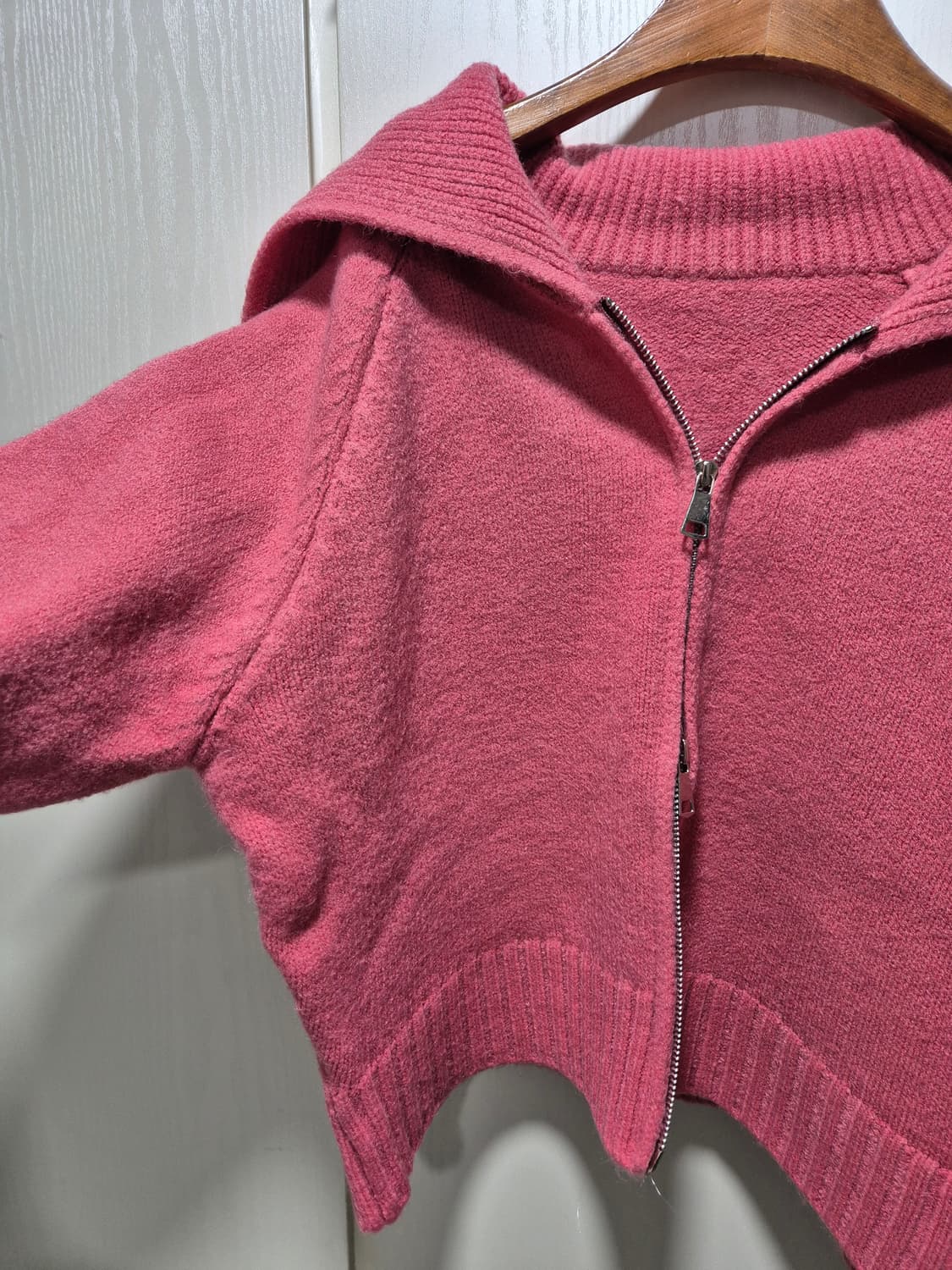 빈티지 핑크 집업 봄 니트 가디건 상품이미지7