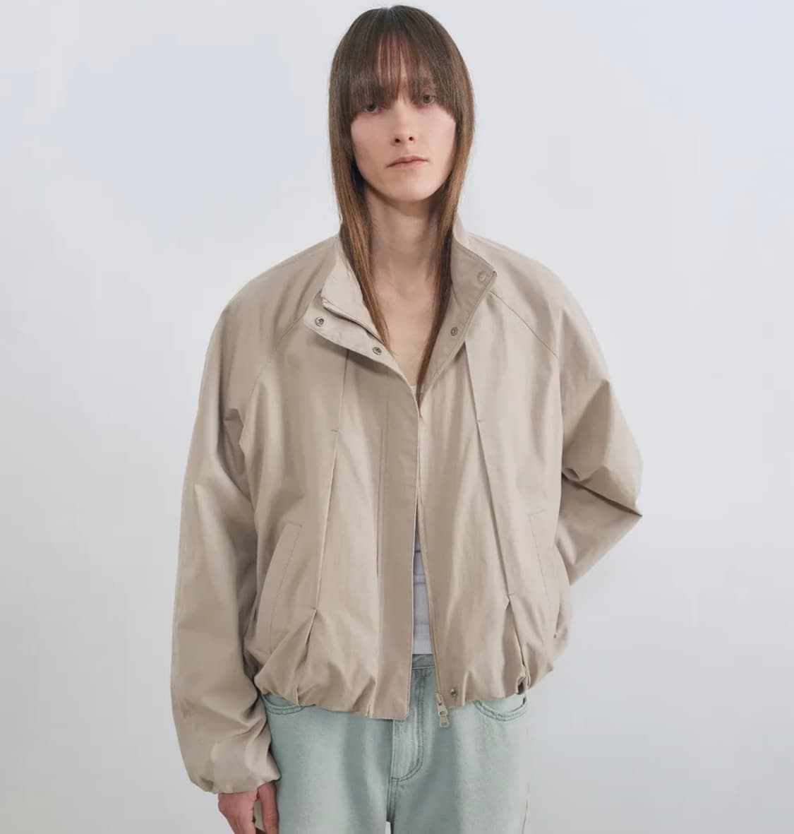 인사일런스 우먼 헤링턴 볼륨 핀턱 점퍼 베이지 상품이미지1