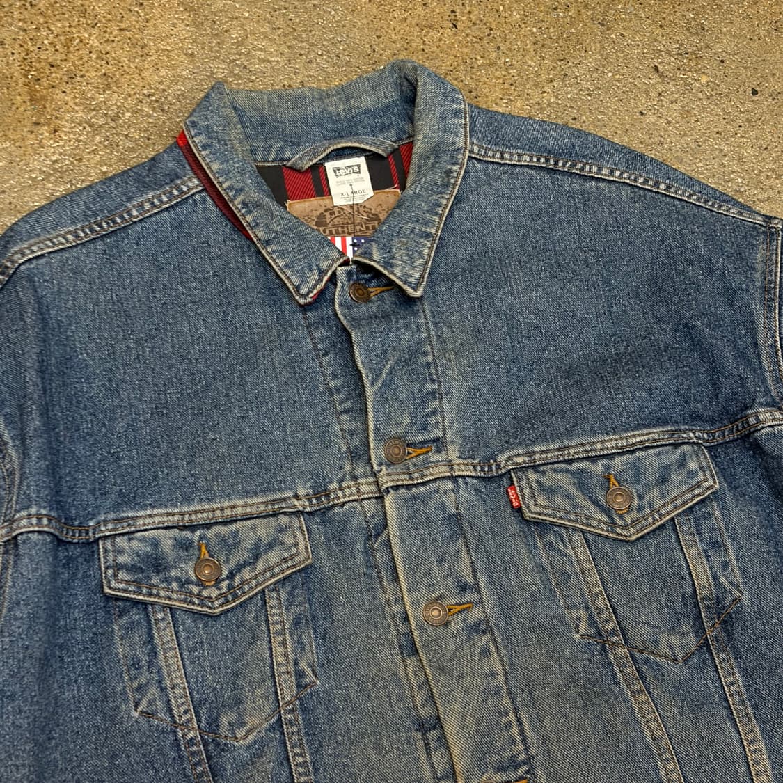90s USA 빈티지 리바이스 트러커 안감체크 데님자켓 청자켓 상품이미지3
