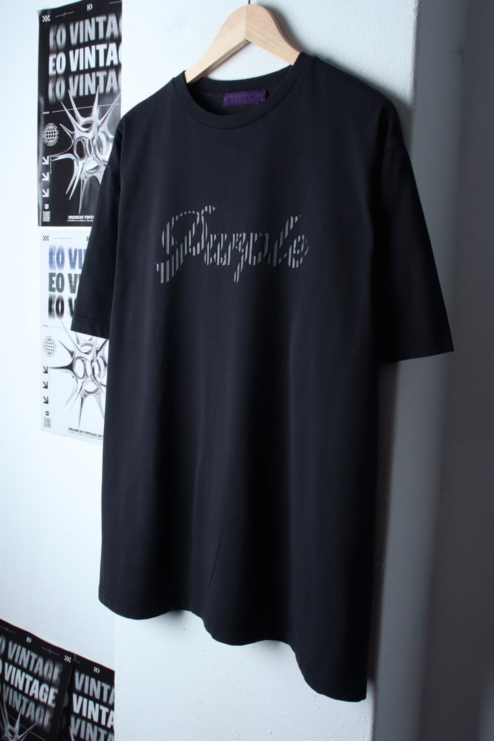 (L-2XL) 비슬로우 반팔 티셔츠 빅로고 블랙 올드스쿨-H31397 상품이미지1