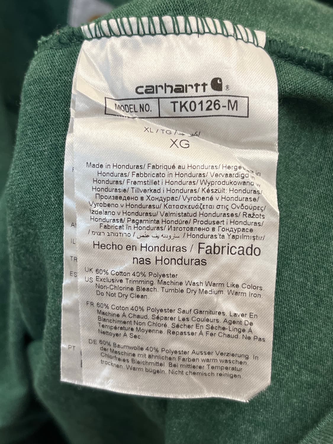 칼하트 루즈핏 포켓 롱슬리브 티셔츠 그린 상품이미지7