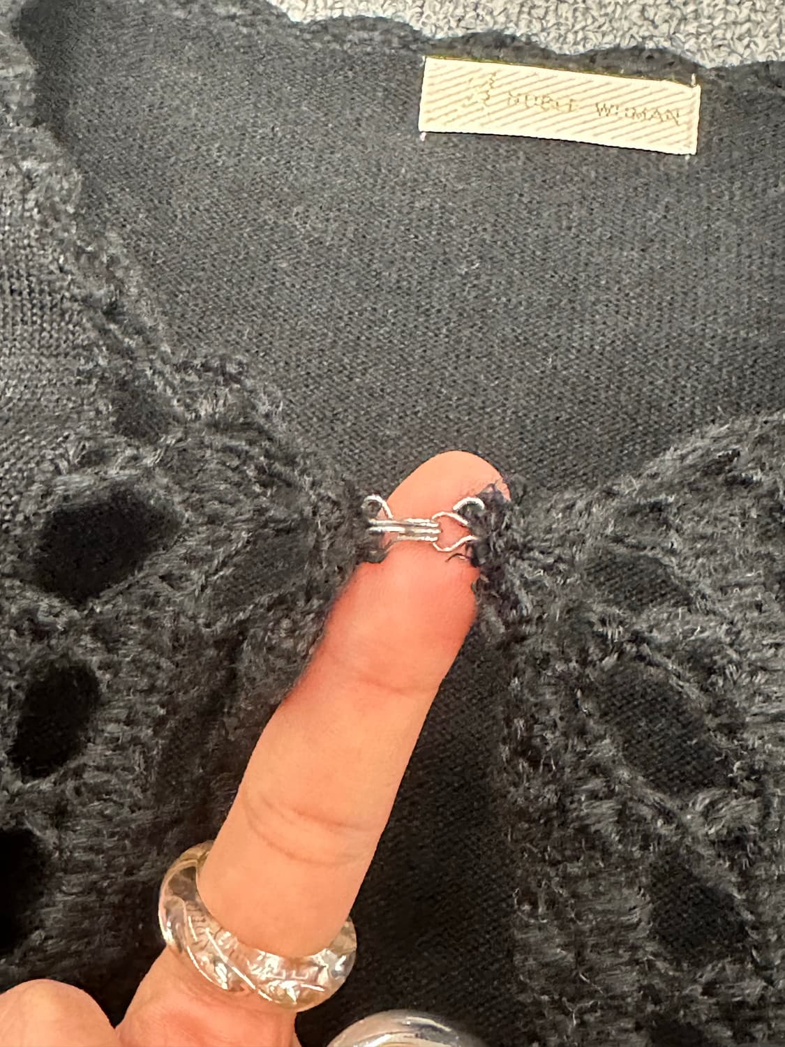 OS)Japanese vintage 여성 레이스 블랙 가디건 상품이미지4