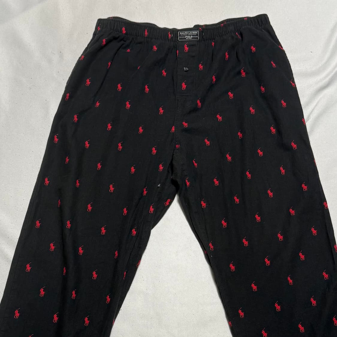 M 폴로랄프로렌 멀티 포니 로고 블랙 코튼 팬츠 상품이미지1
