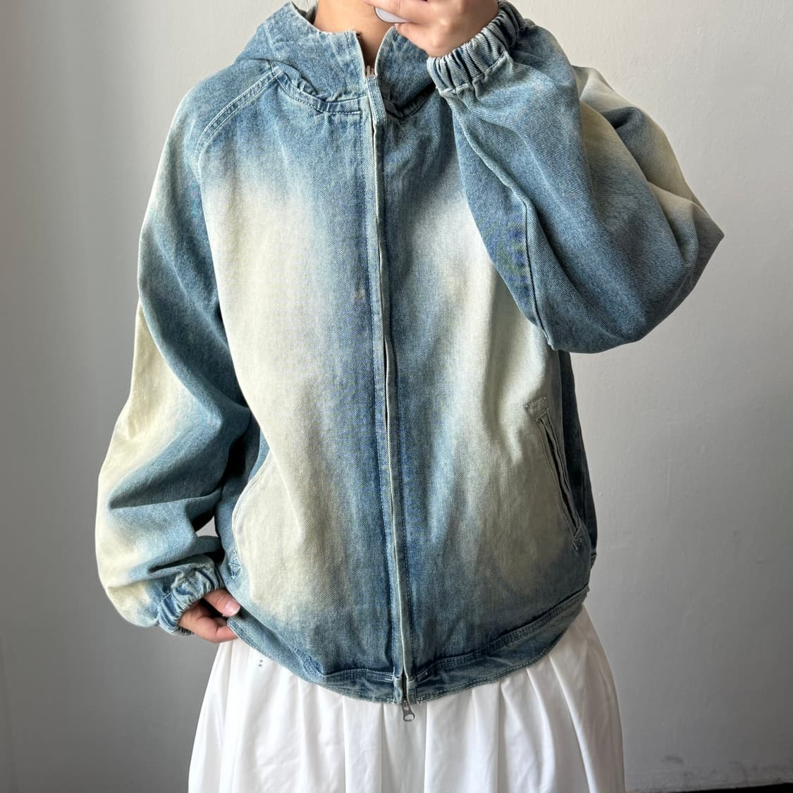[M] 위캔더스 워싱 데님 후드집업 상품이미지1