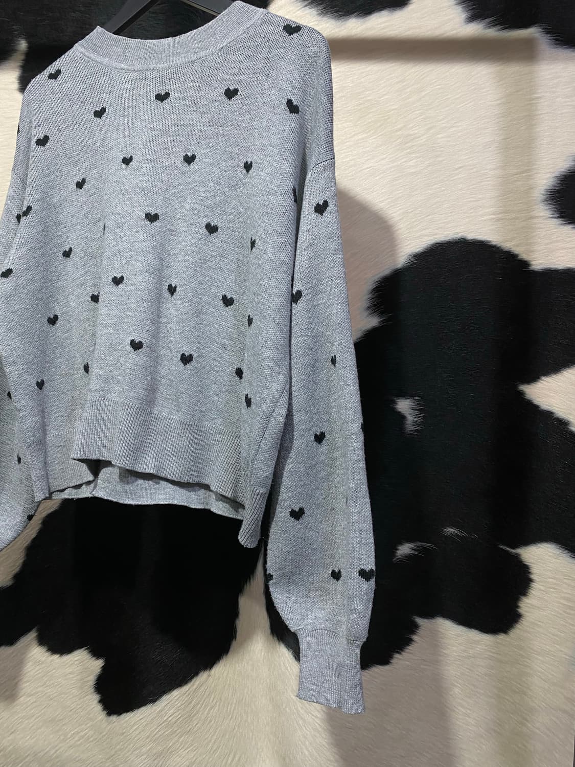 Japanese vtg 하트 땡땡이 그레이 니트 상품이미지3