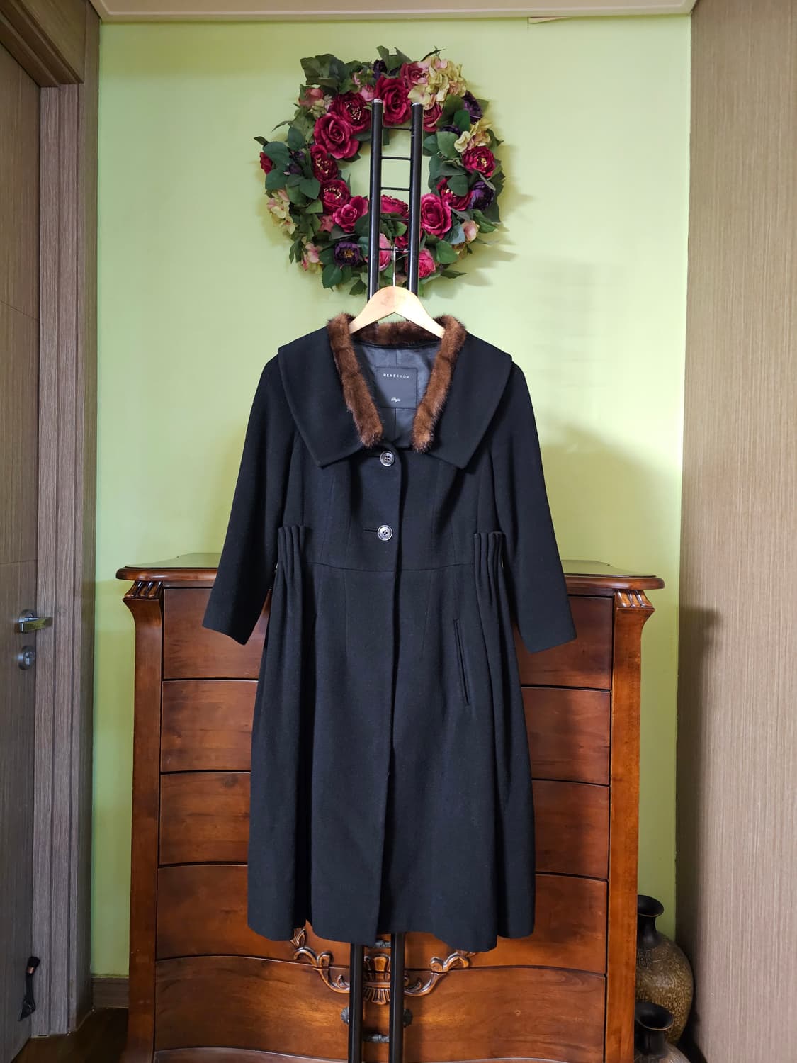 레니본 천연밍크배색 모캐시미어코트 상품이미지1