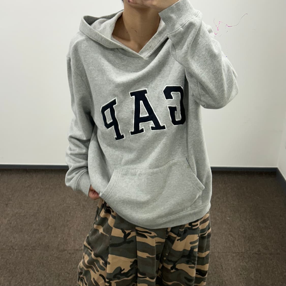 Gap 갭 블랙로고 그레이 후드티 상품이미지2