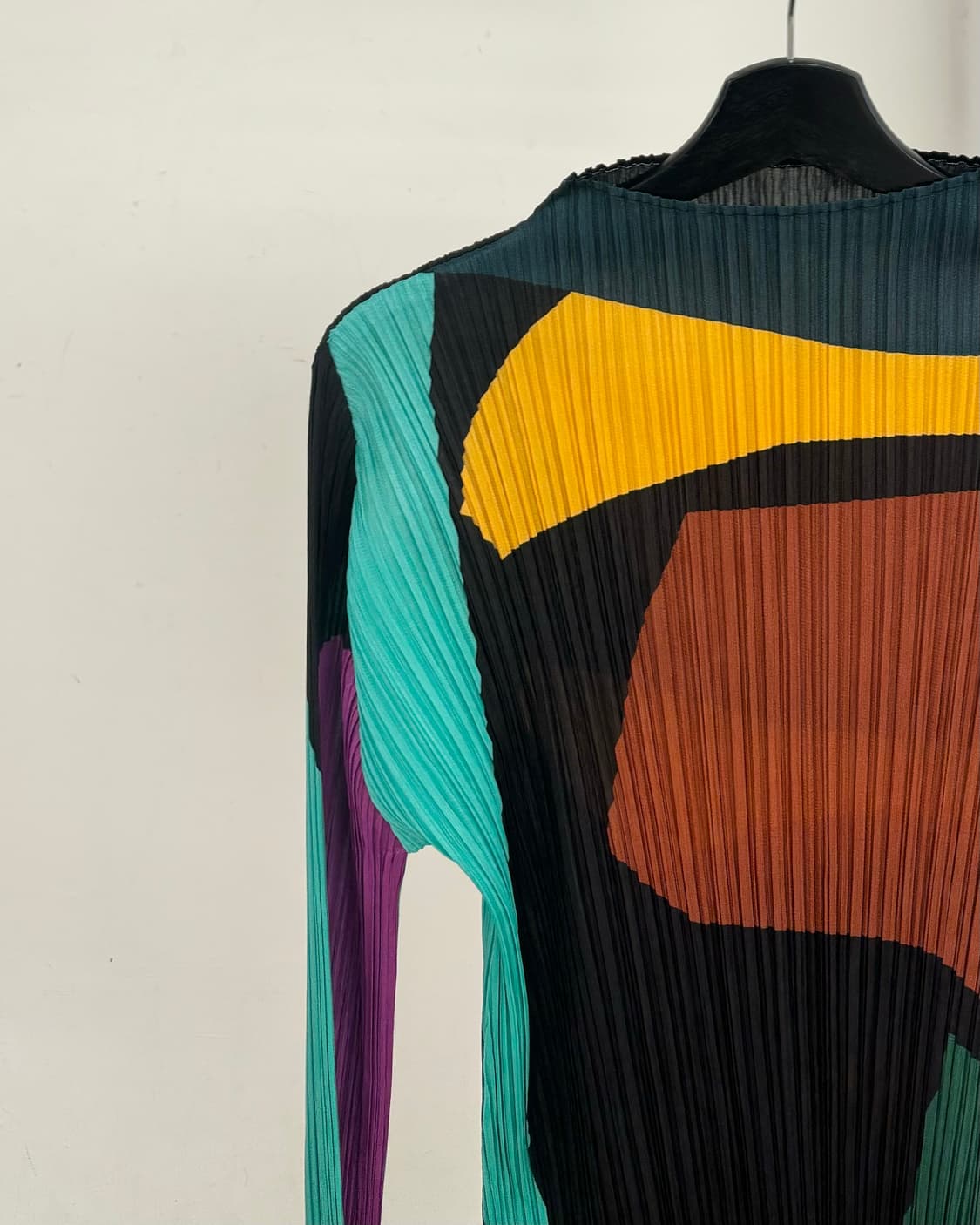 플리츠 플리즈 컬러 블록 패턴 튜닉 또는 원피스 상품이미지3