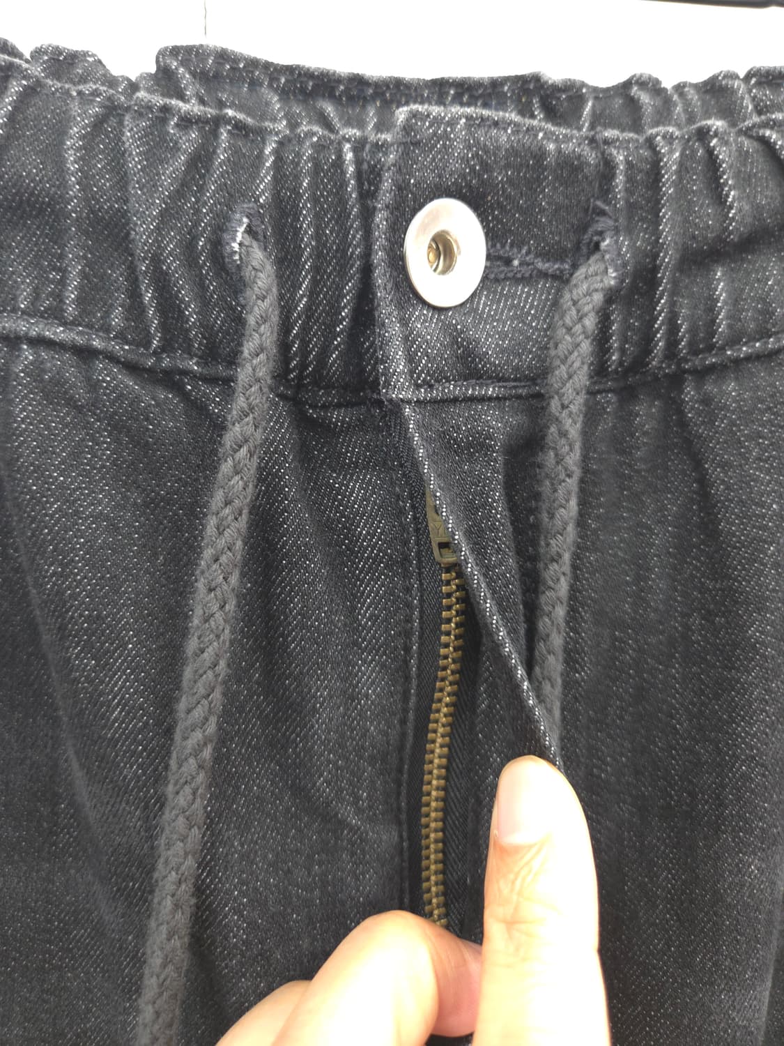 67 한섬 시스템 블랙 밴딩 데님 와이드 팬츠 상품이미지3