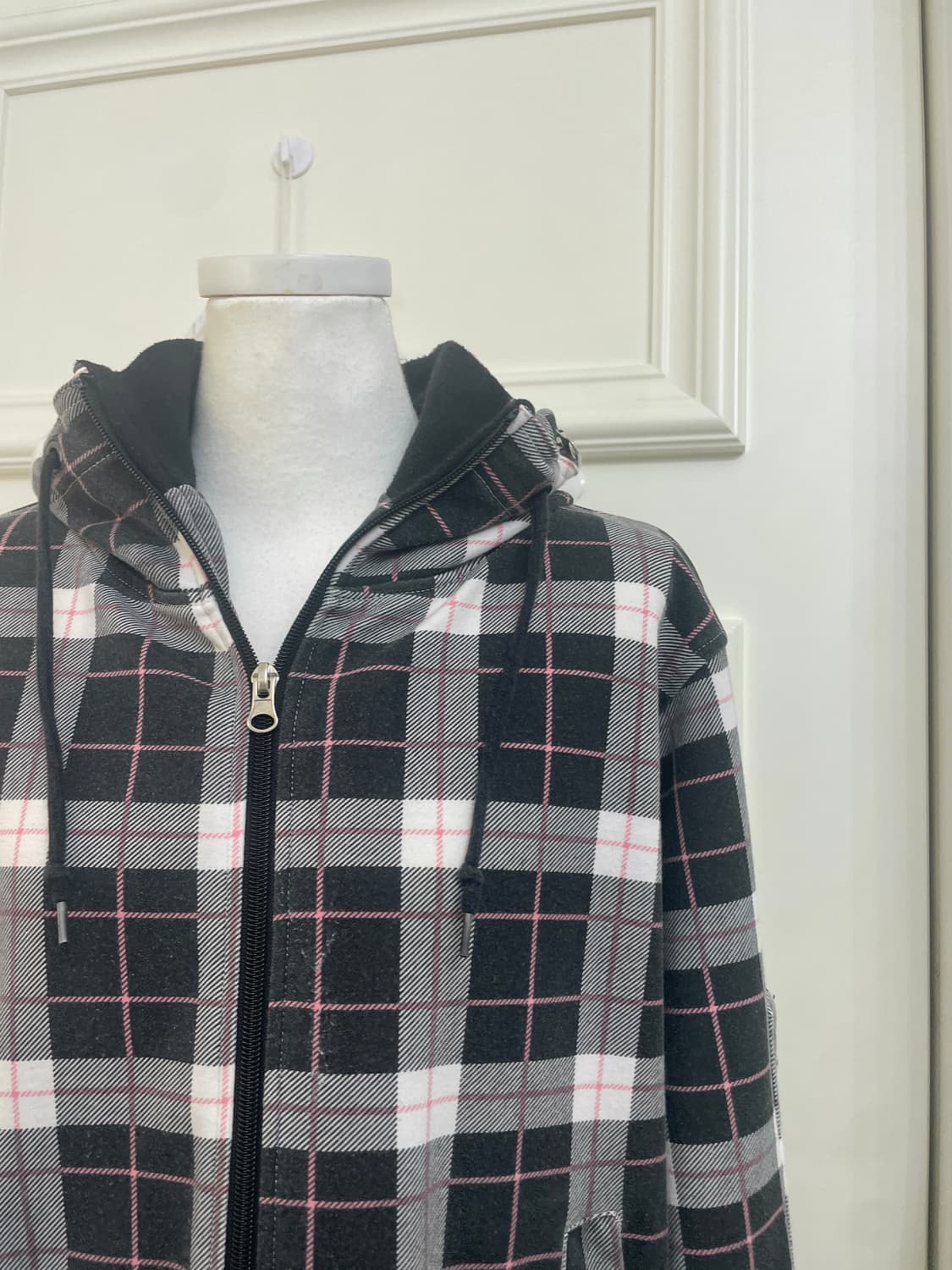 black check cute hoodie jumper(size-M) 상품이미지7