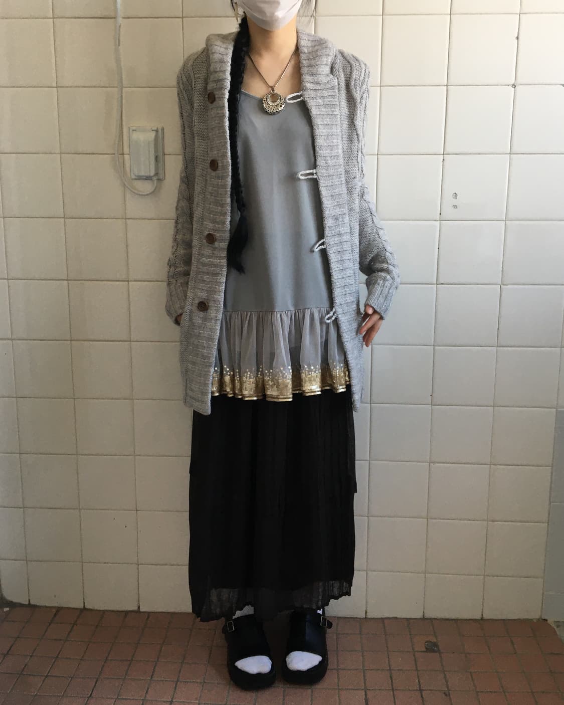 Cable pattern hood knit cardigan 상품이미지6