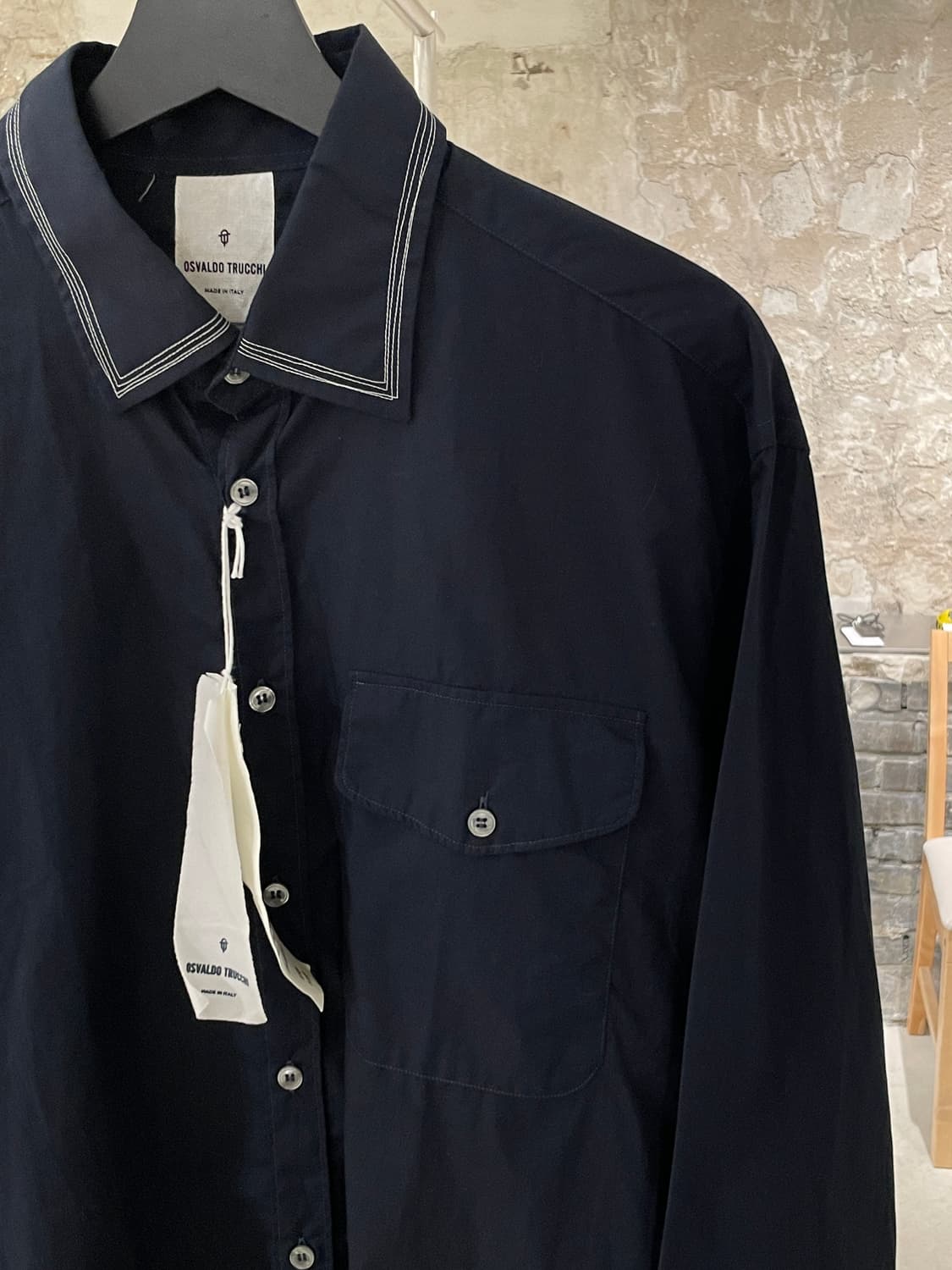 오스발도 트루키 다크 네이비 원 포켓 코튼 셔츠 상품이미지3