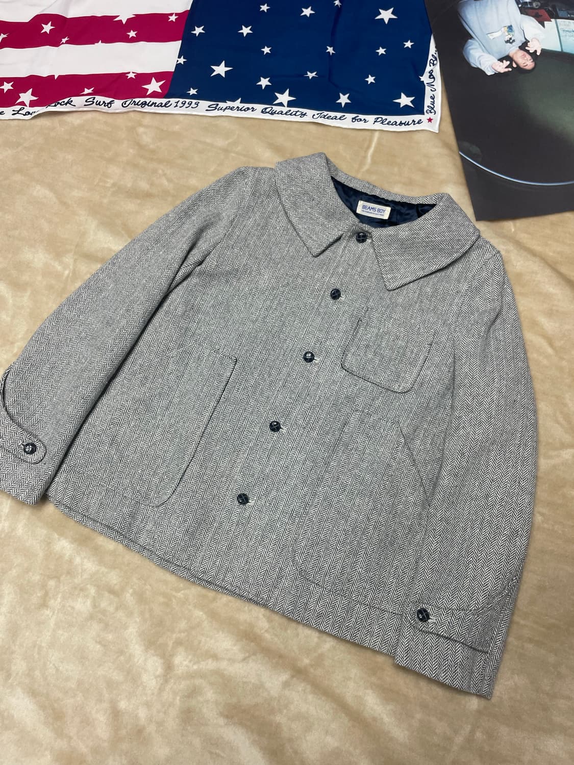 BEAMS BOY 미니멀 헤링본 자켓 상품이미지1