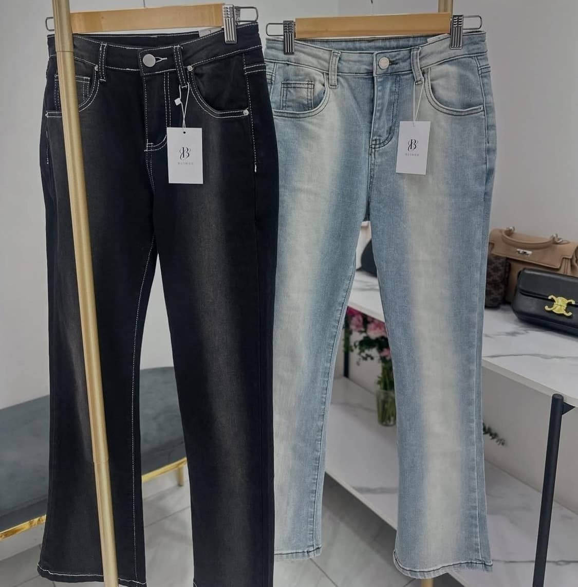 골반패드 부츠컷 연청 데님팬츠 상품이미지1