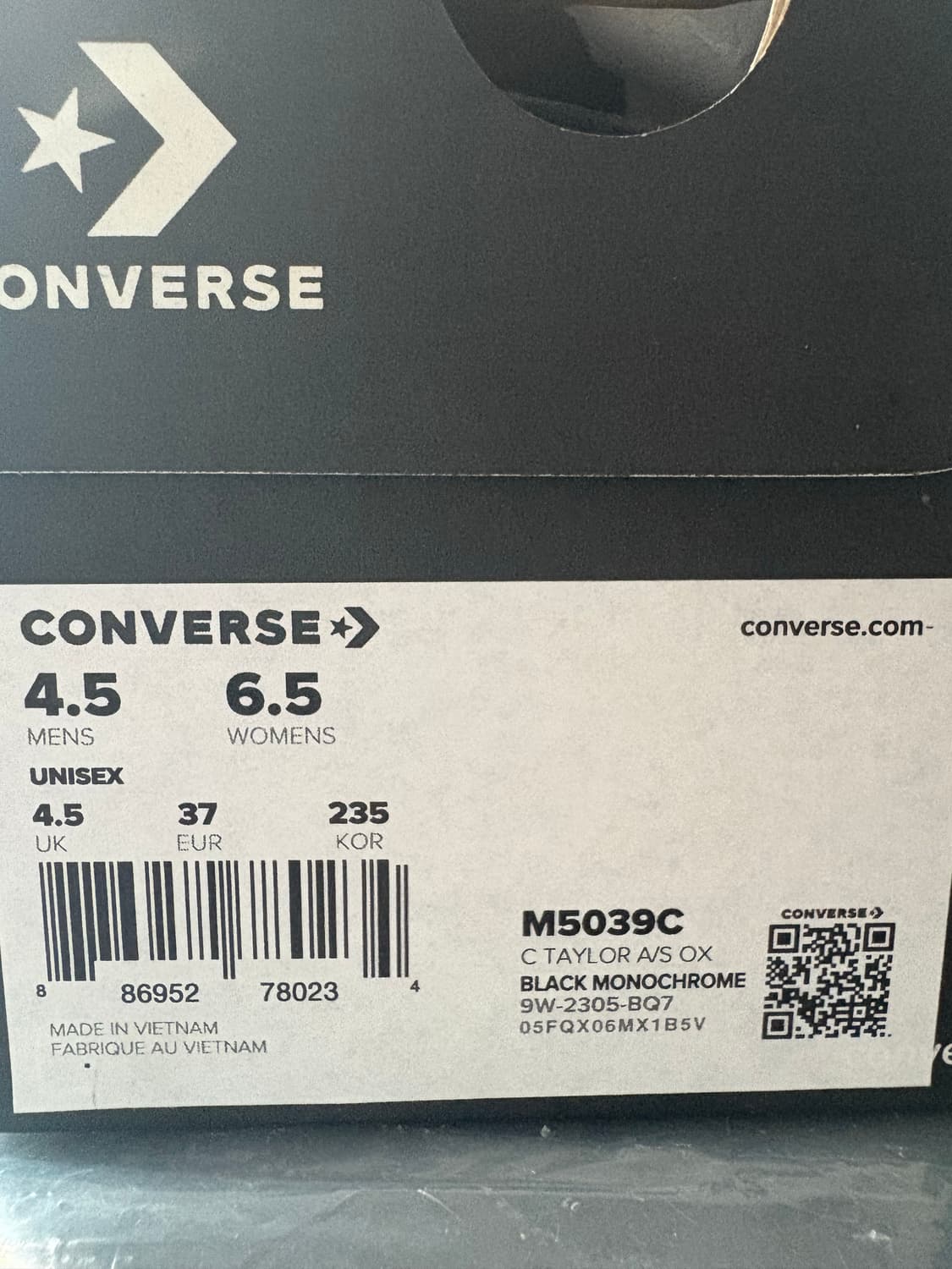 컨버스 척테일러 올블랙 235 새상품 상품이미지4