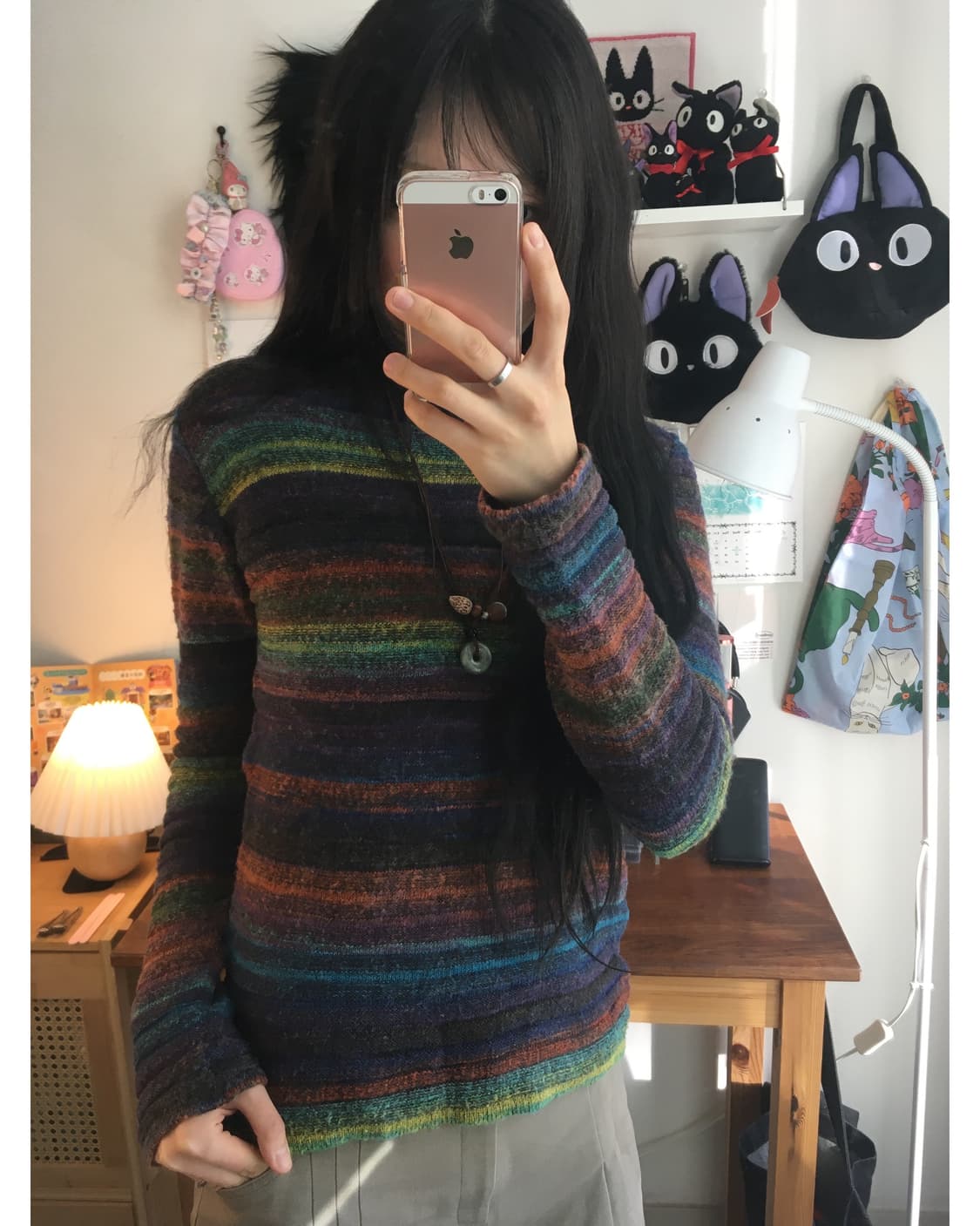 vintage two-way stripe knit rainbow 상품이미지3