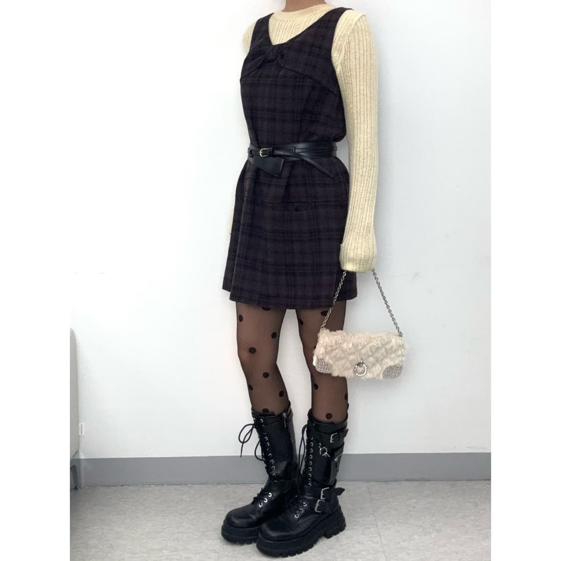 빈티지 리본 울 원피스 상품이미지2