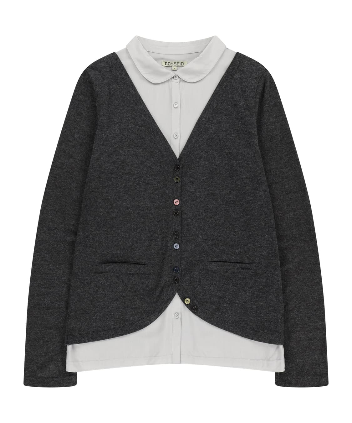 LAYERED SHIRT CARDIGAN DARK GREY 2 코이세이오 상품이미지1