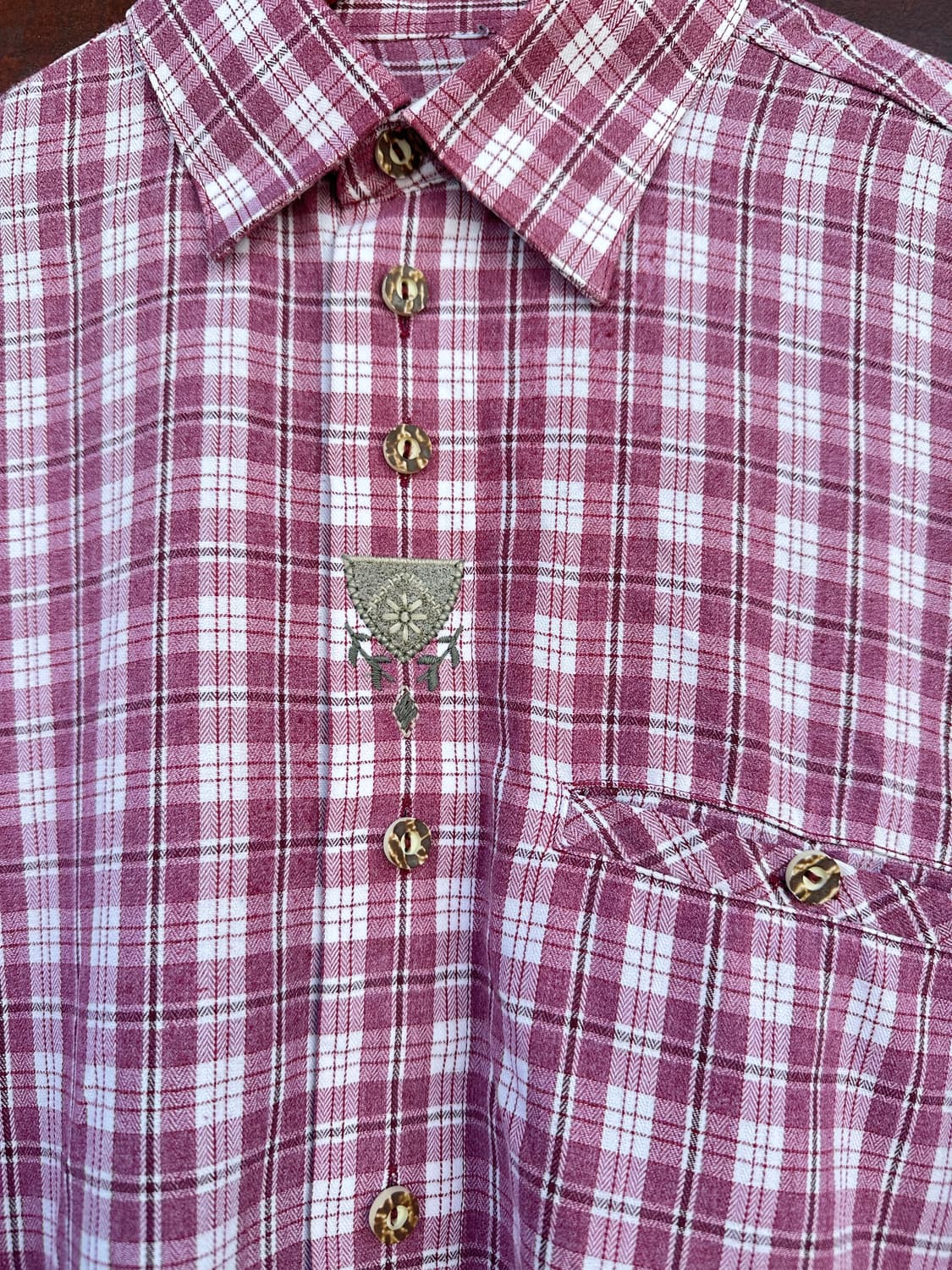 더스티 로즈빛 플래드 티롤리언 셔츠 상품이미지5