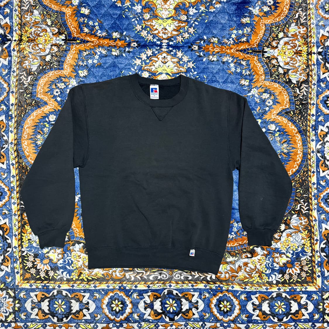 빈티지 90s USA 러셀 블랭크 블랙 스웻셔츠 상품이미지1