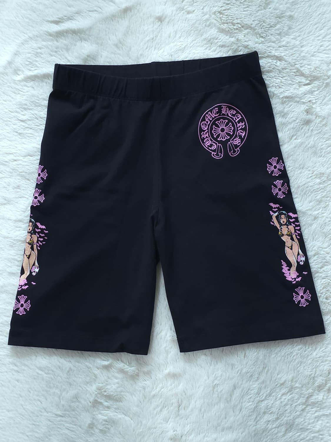 [L] 크롬하츠 데들리돌 바이커 쇼츠 반바지 블랙 상품이미지1