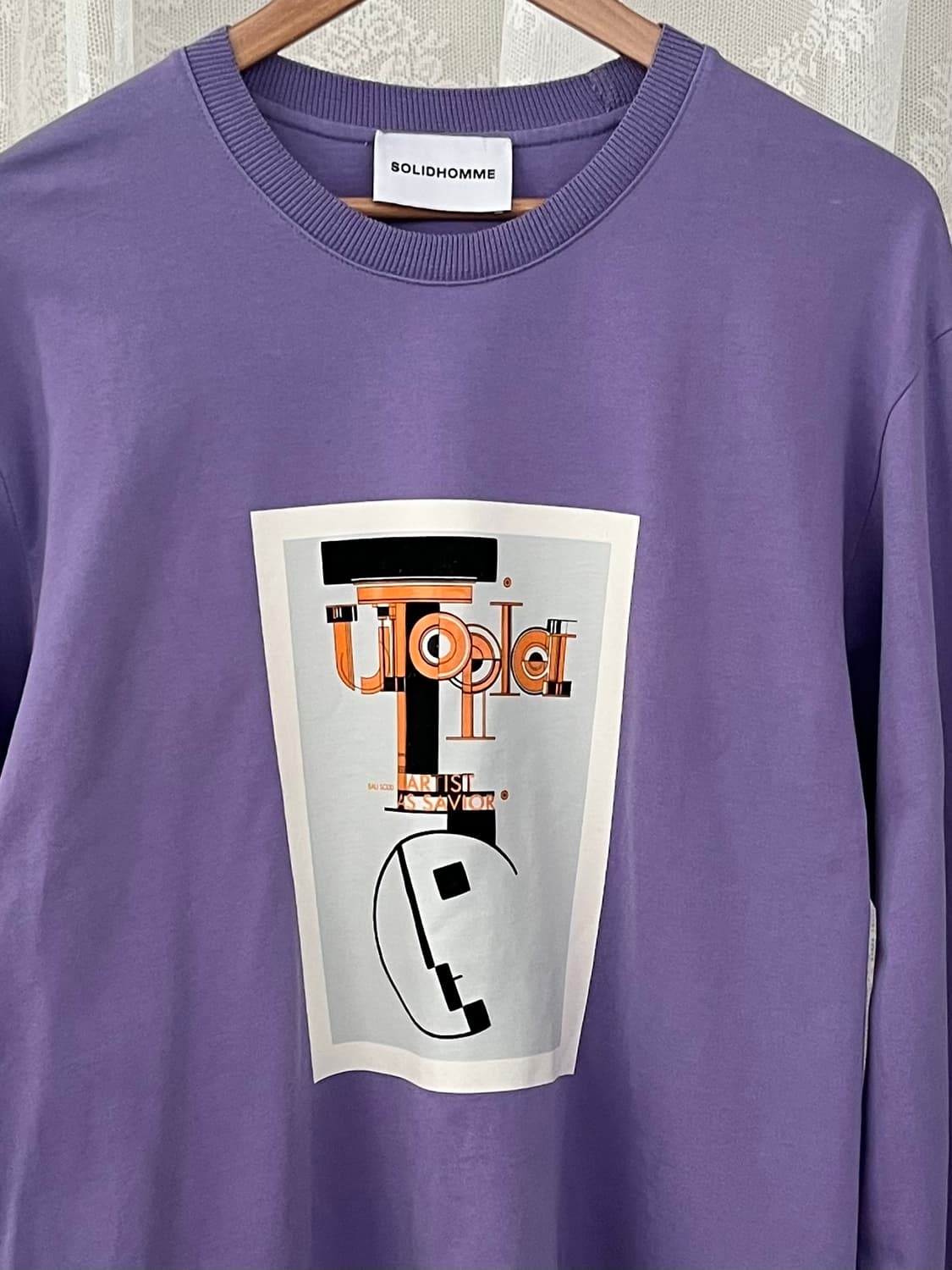 100) 솔리드옴므 그래픽 롱슬리브 티셔츠 퍼플 상품이미지3