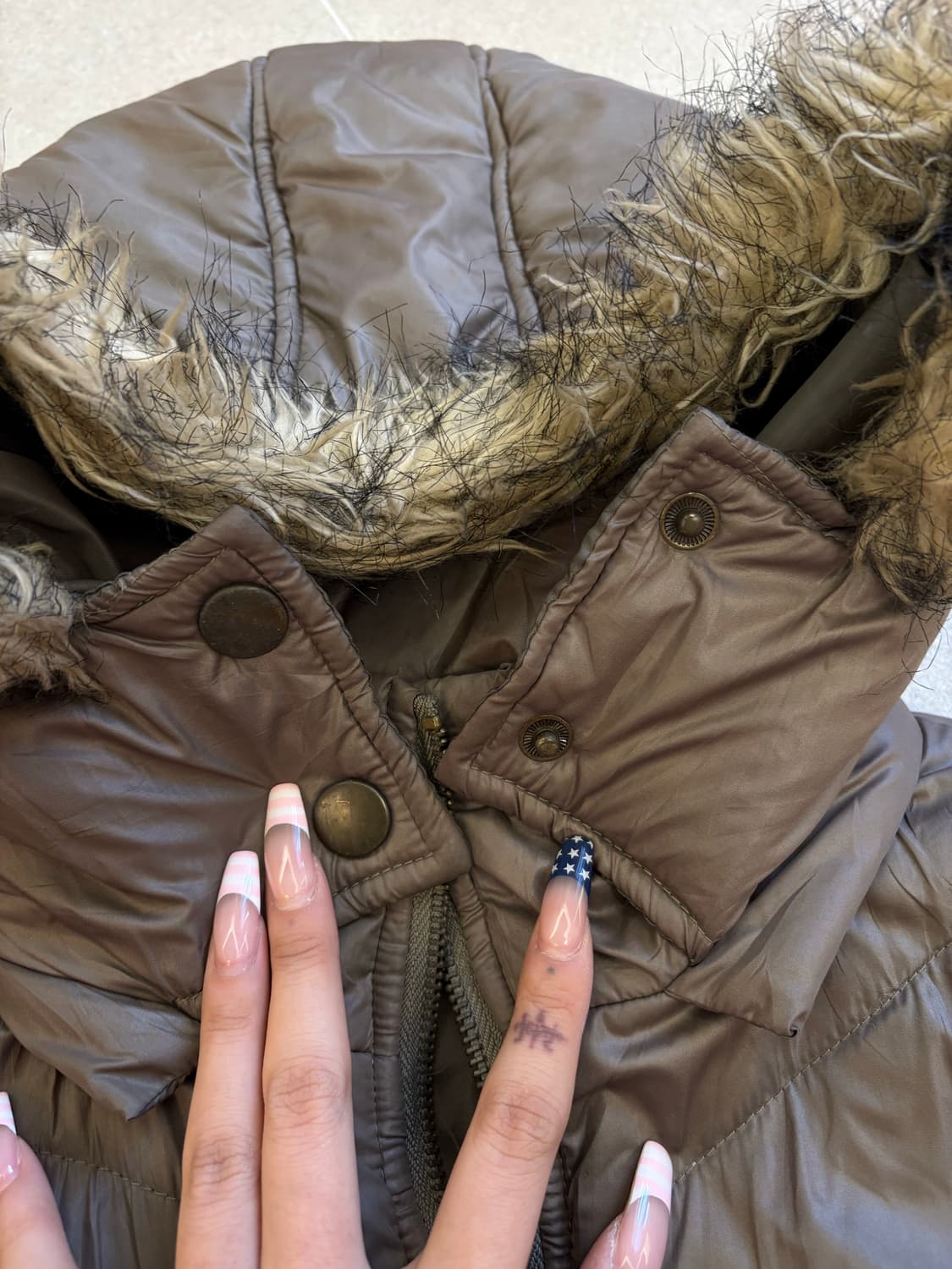 브라운 퍼 크롭 패딩 상품이미지2