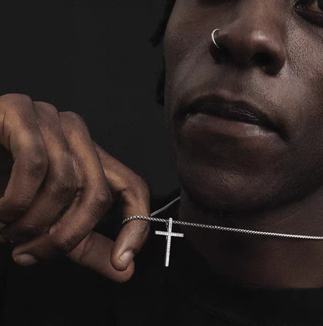 Oceanora S925/티타늄 지르콘 크로스 네크리스 - 골드/실버 상품이미지7