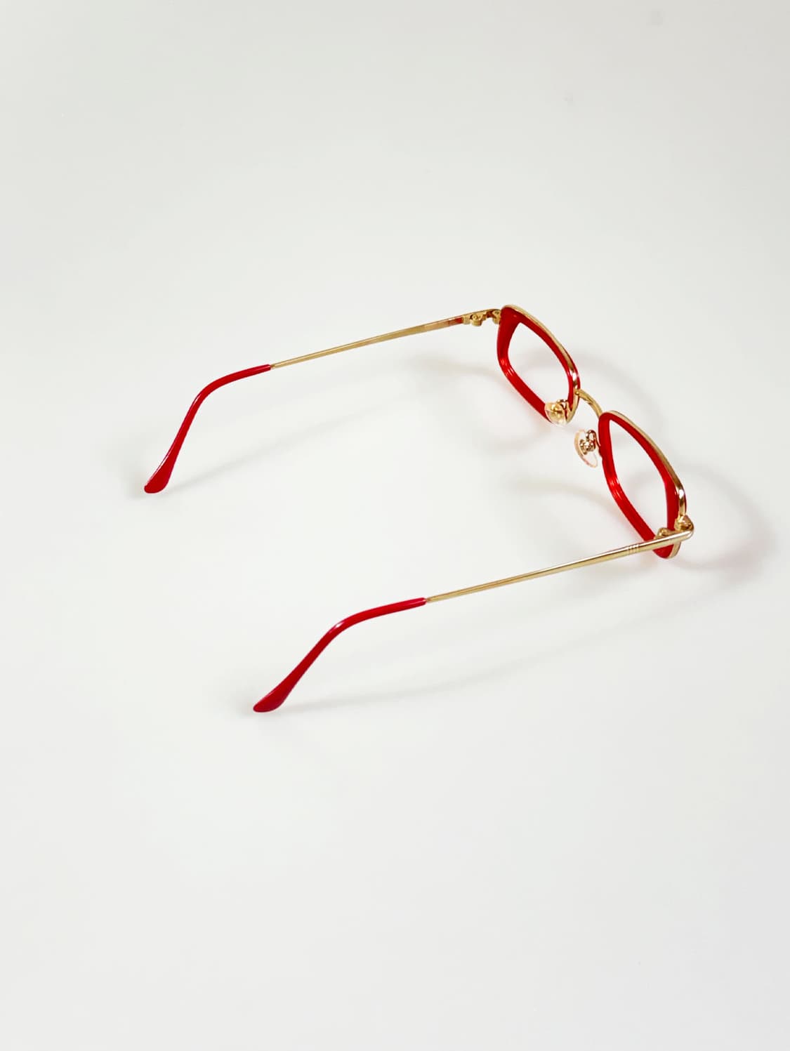 90s 유럽제 레드 골드 스퀘어 프레임 빈티지 안경 상품이미지4