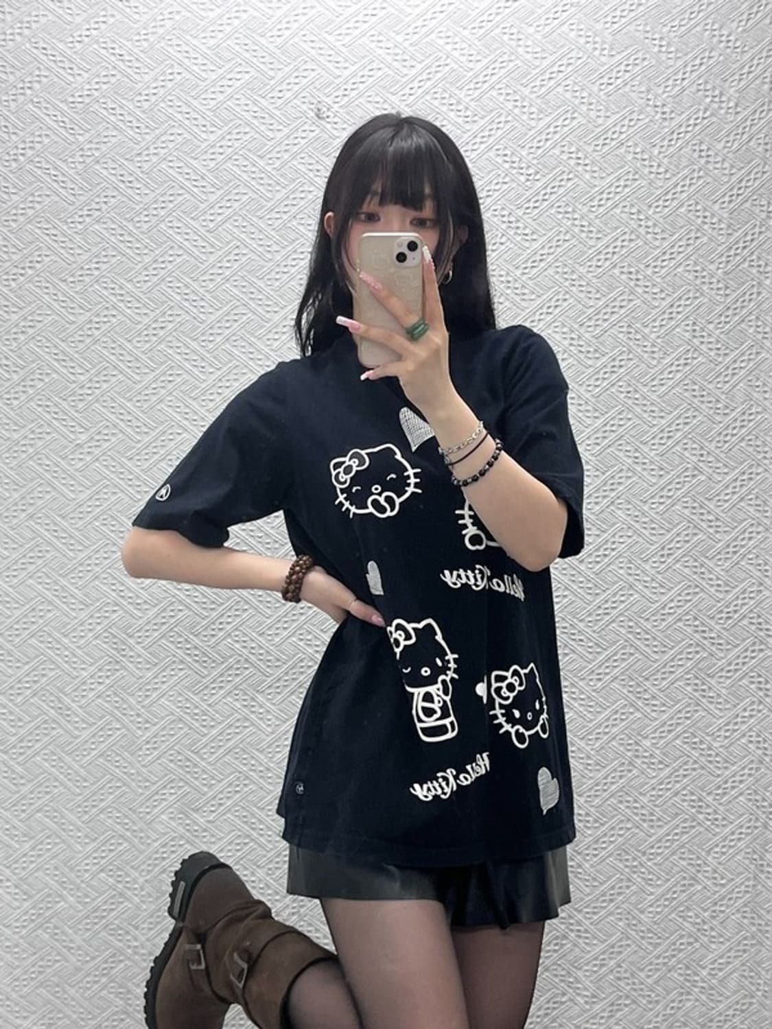 헬로키티 빈티지 캐주얼 키치 하트프린팅 반팔티 M C12278 상품이미지2
