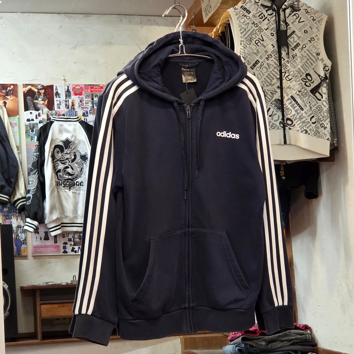 아디다스 삼선 네이비 후드집업 상품이미지1