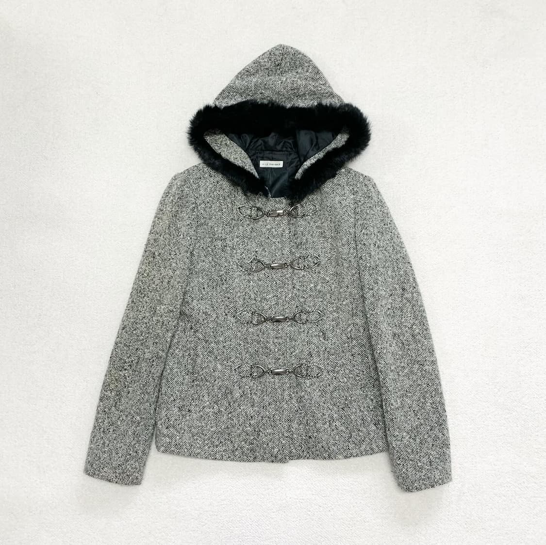 오네갸루 크림x블랙 버클 숏 코트 상품이미지1