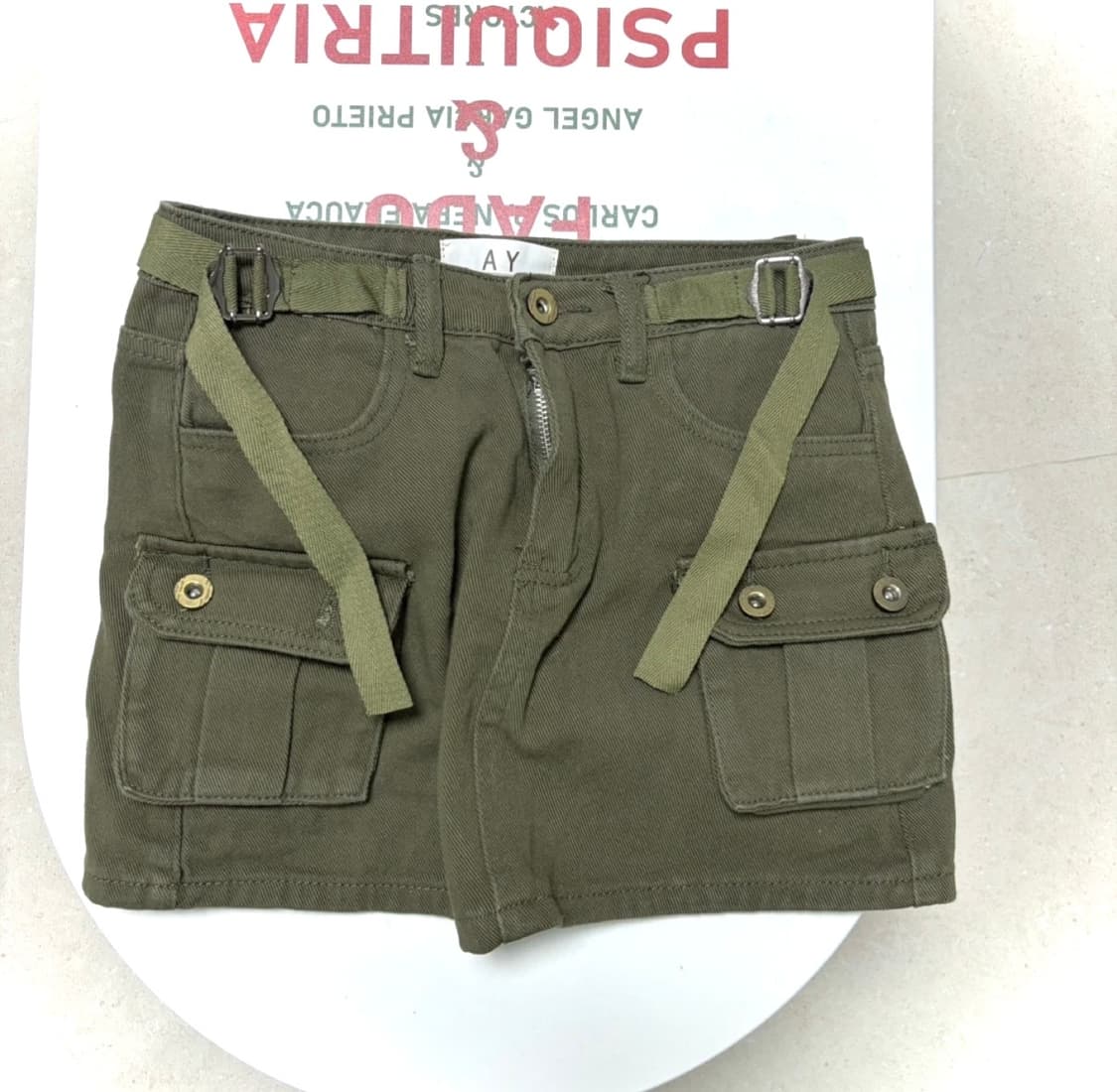 빈티지 카키 카고 미니스커트 상품이미지1