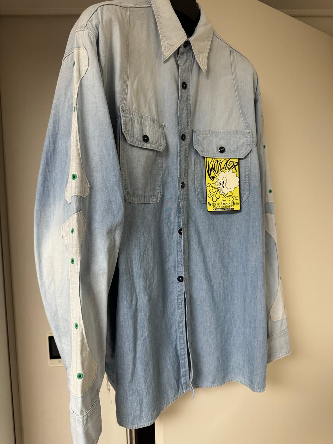 캐피탈 샴브레이 투톤 본 패치 워크 셔츠 4사이즈 상품이미지2