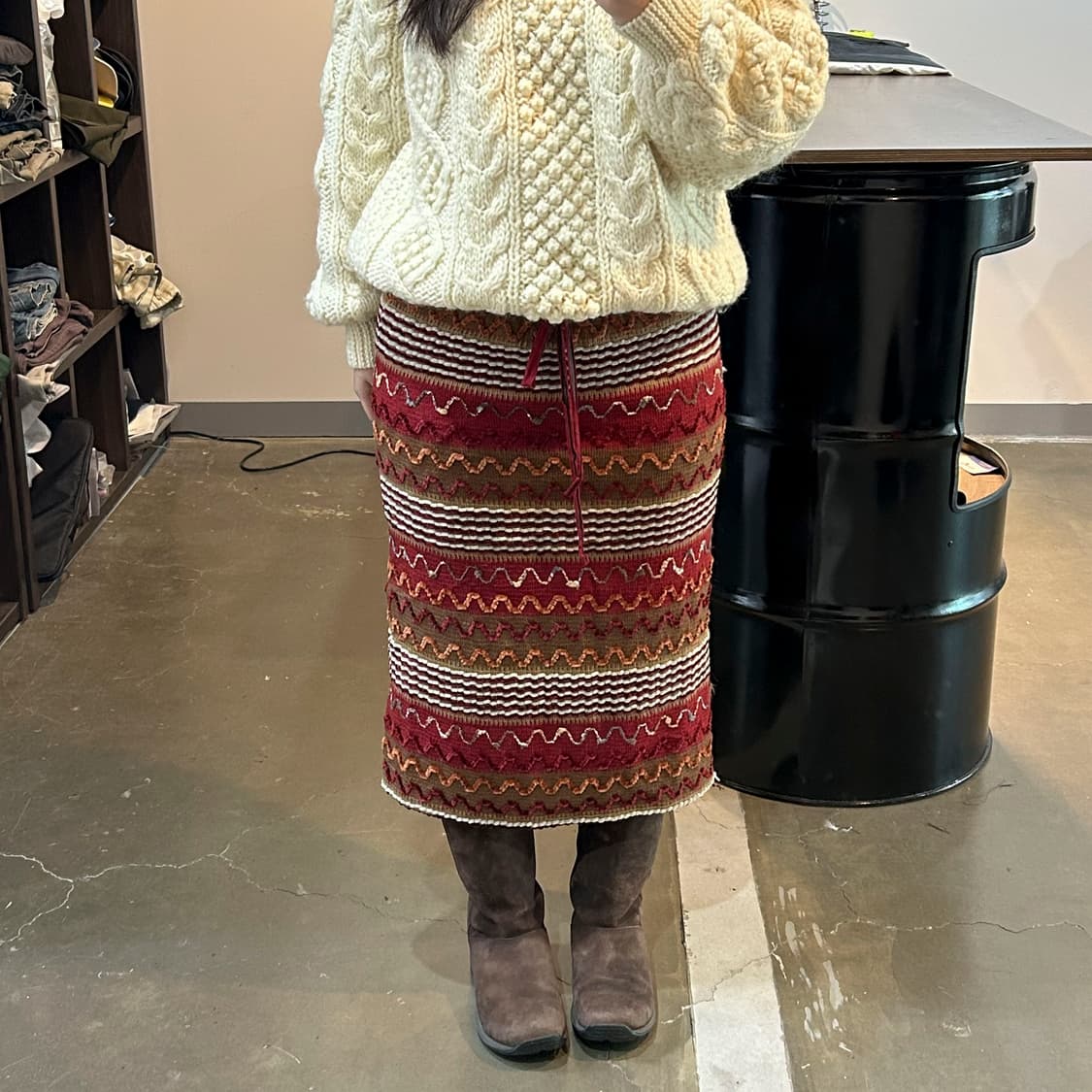 에스닉 히피패턴 니트 스커트 상품이미지1