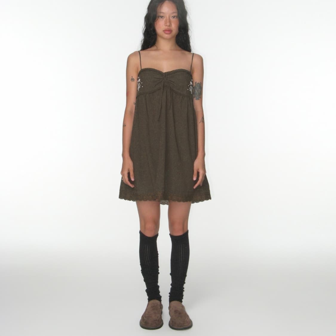 코이세이오/ 솔라 스티치 미니 드레스 (브라운) 상품이미지4