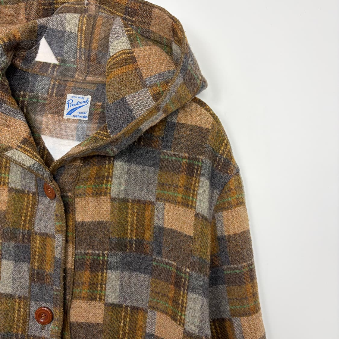 빈티지 패턴 울 후드 코트 자켓 상품이미지4