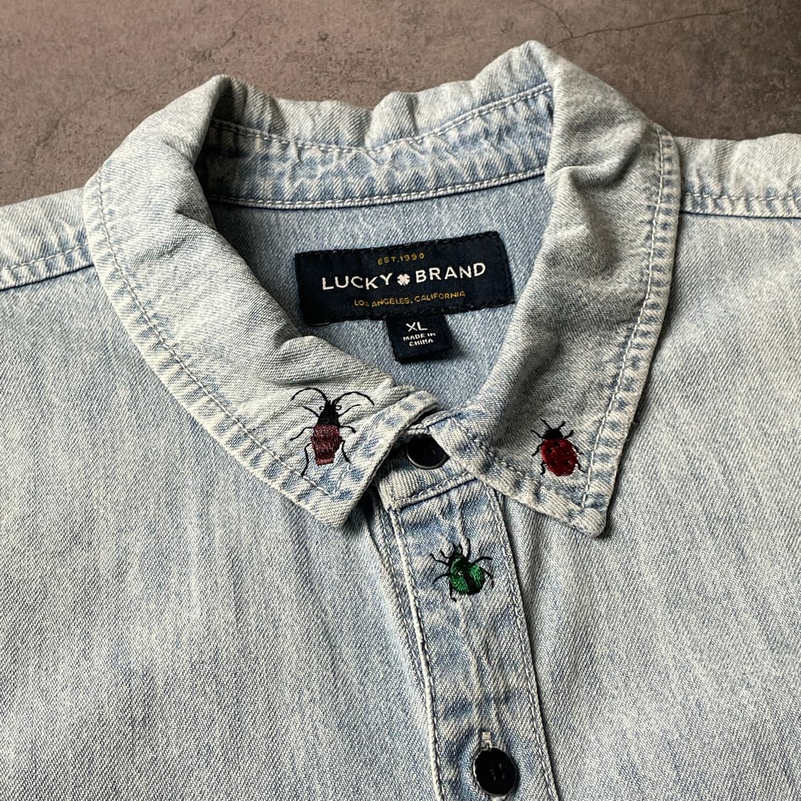 LUCKY BRAND 빈티지 워싱 자수 데님  코튼 셔츠 A00487 상품이미지3