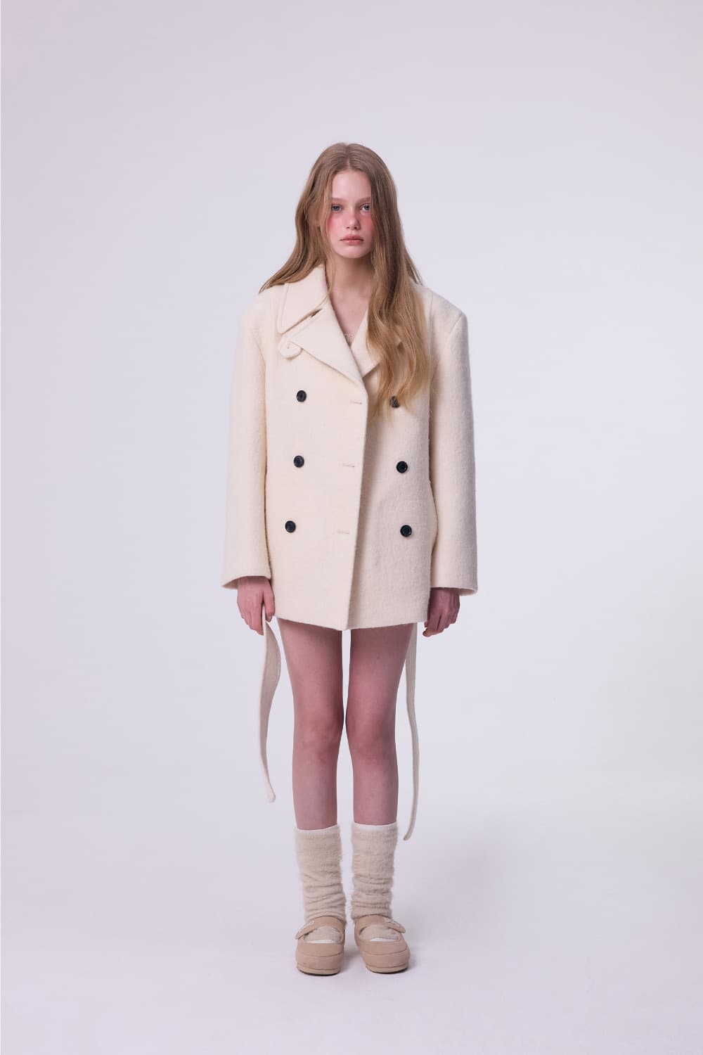 더오유 울 오버사이즈 하프 코트 바닐라 상품이미지3