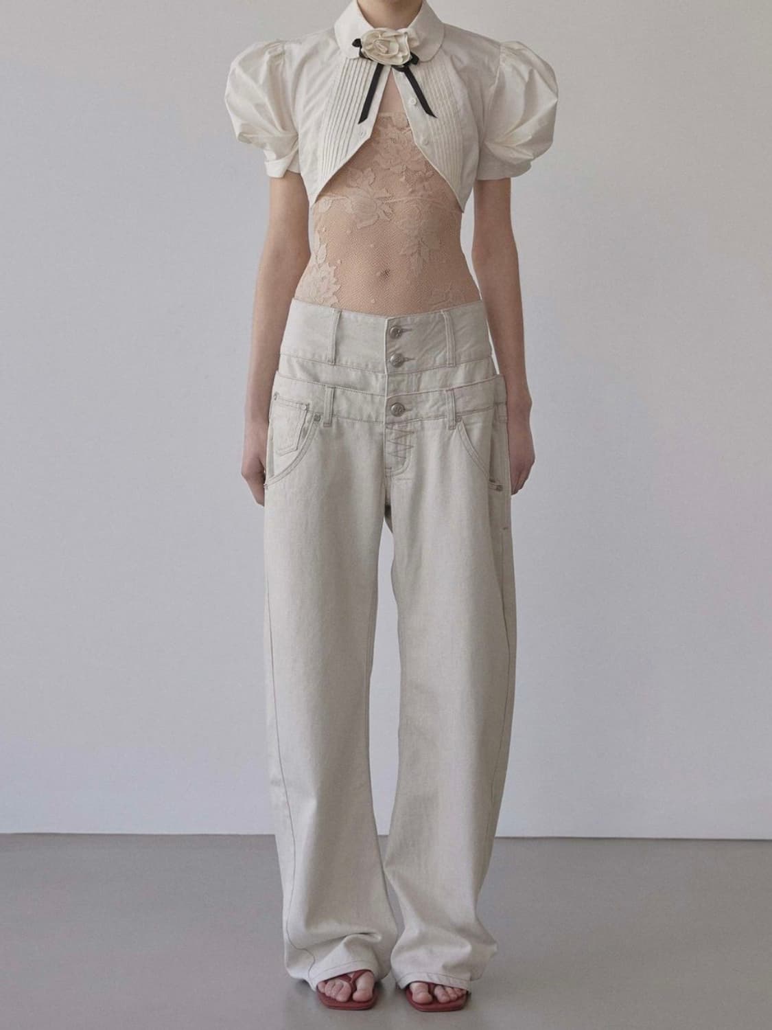 Beaded Layered Denim Pants Nonfade Raw 상품이미지5